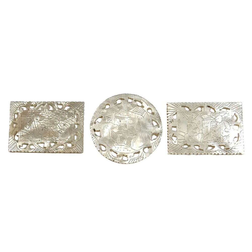 Antique Chinese Mother of Pearl Gambling Counter Chips Qing Dynasty Canton
